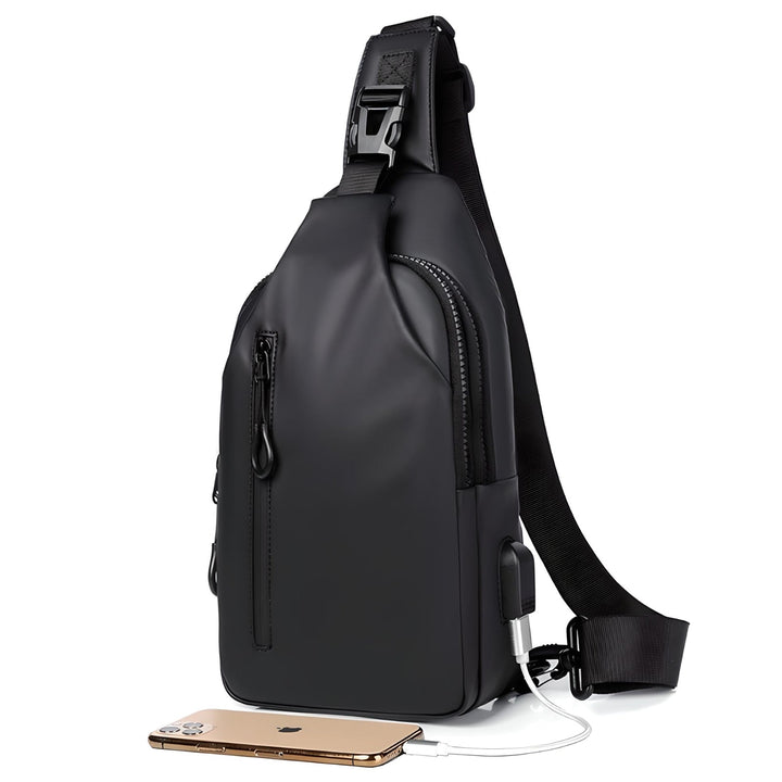 Unisex vandtæt skuldertaske med USB-opladning, perfekt til rejser og hverdag.