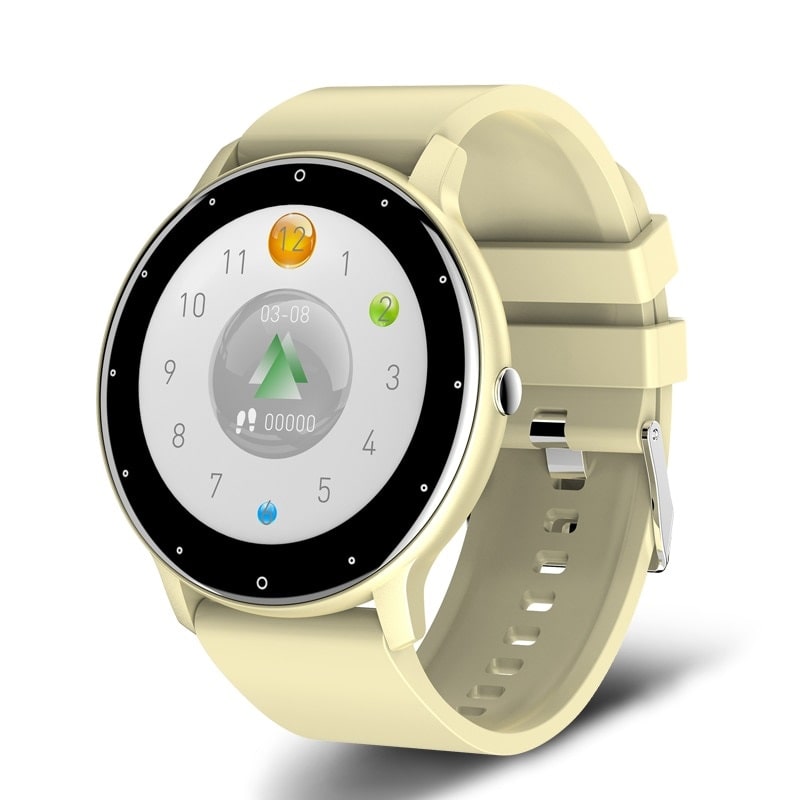 Vandtæt smartwatch med justerbar sportsrem, IP67 klassificeret. Forbundet til Android/iOS. Holdbar og stilfuld til aktive livsstile.