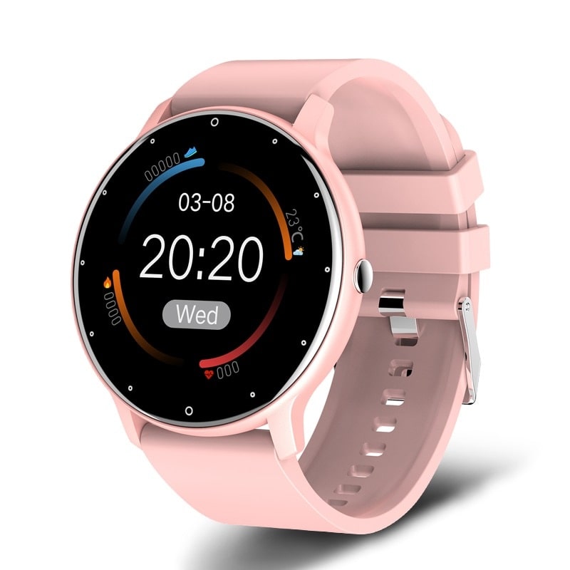 Vandtæt smartwatch med justerbar sportsrem, IP67 klassificeret. Forbundet til Android/iOS. Holdbar og stilfuld til aktive livsstile.