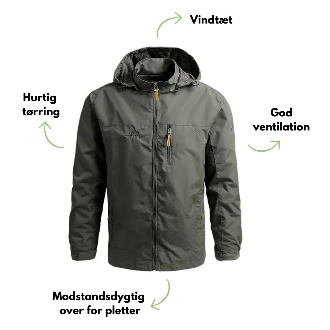 Vindtæt letvægts outdoor jakke til mænd, med hætte i flere farver, perfekt til udendørs aktiviteter og eventyr.