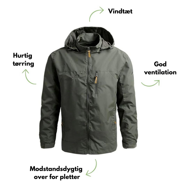 Vindtæt letvægts outdoor jakke til mænd, med hætte i flere farver, perfekt til udendørs aktiviteter og eventyr.