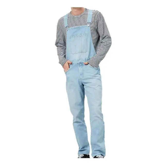 Vintage denim overall til herrer med justerbare stropper og rummelige lommer i åndbar, fade-resistent stof