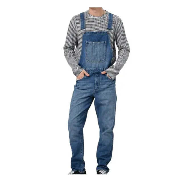 Vintage denim overall til herrer med justerbare stropper og rummelige lommer i åndbar, fade-resistent stof