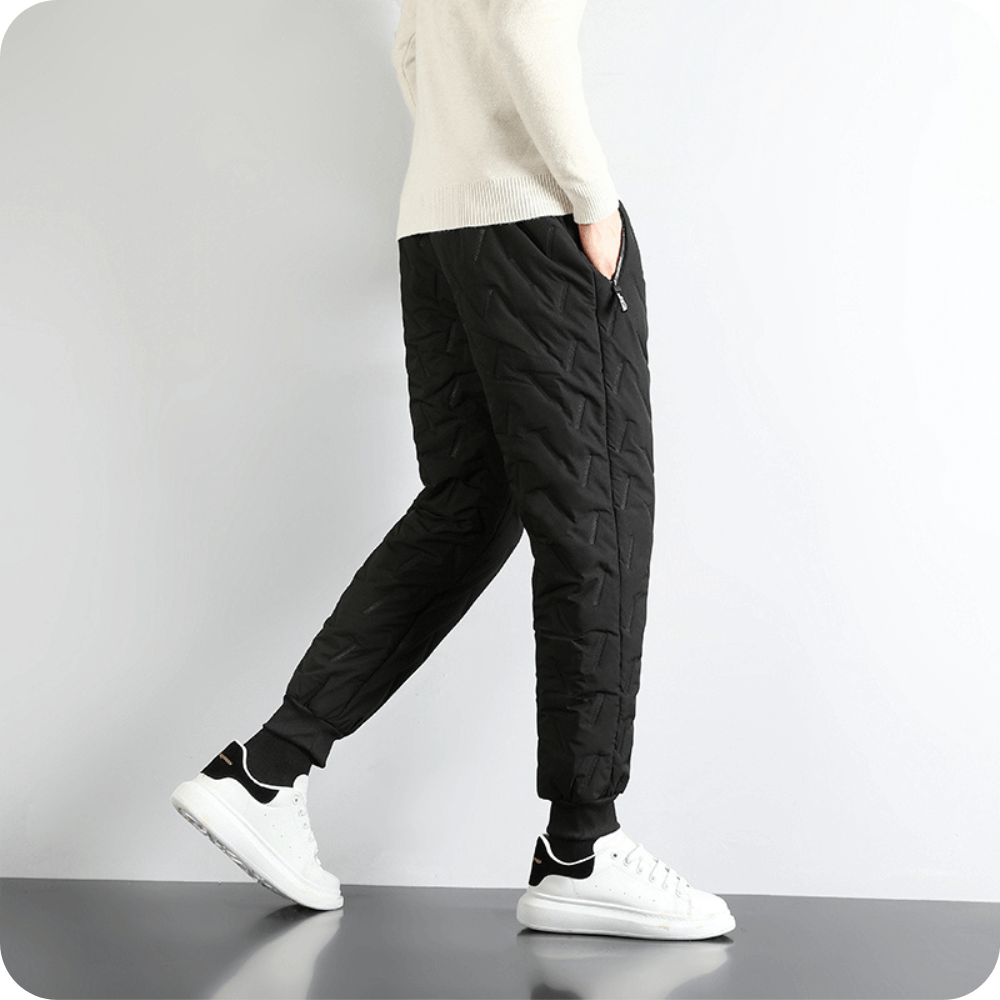 Komfortable sorte fleecebukser til vinter. Varme forede bukser med casual look.