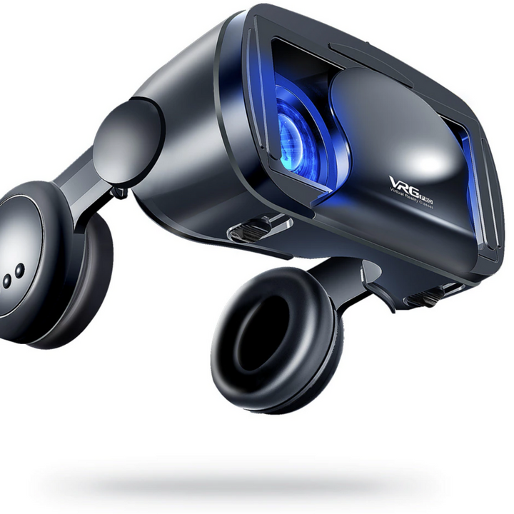 "VR-briller med bred skærm og integrerede hovedtelefoner for en fordybende 3D-lydoplevelse, perfekt til gaming."
